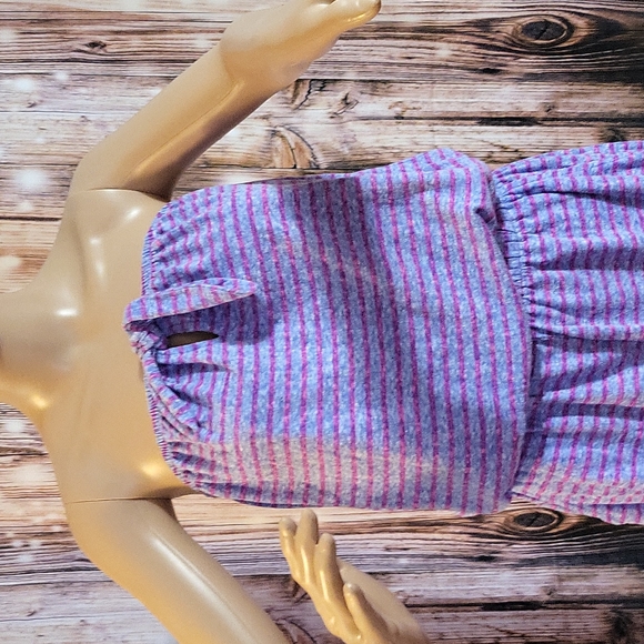 Express Women's Purple Striped Strapless Knit Romper Size M - Picture 3 of 13